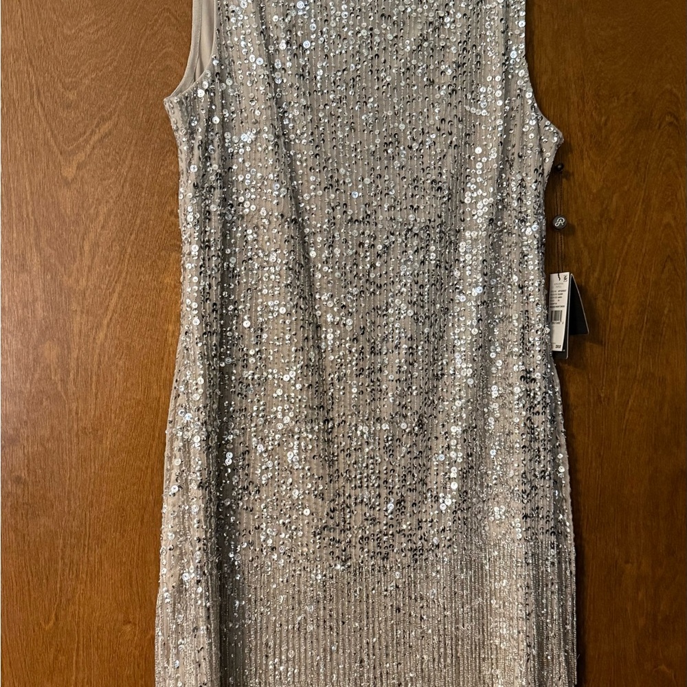 Adrianna Papell Glittering Silver Sequin Mini Dress